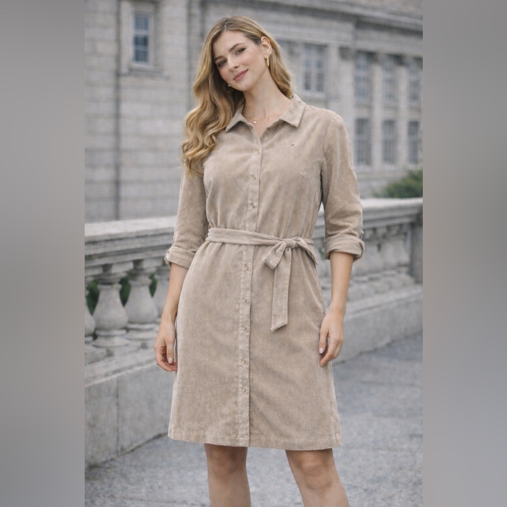 Tommy Hilfiger Taupe Button-Up Midi Dress - Picture 15 of 16